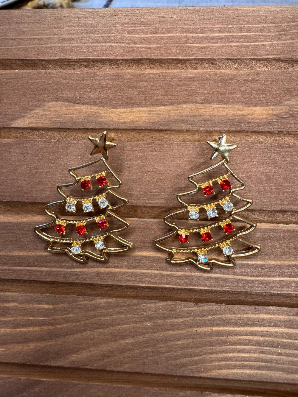 Red White Christmas Tree Christmas Earrings Christmas Gift Festive Wear